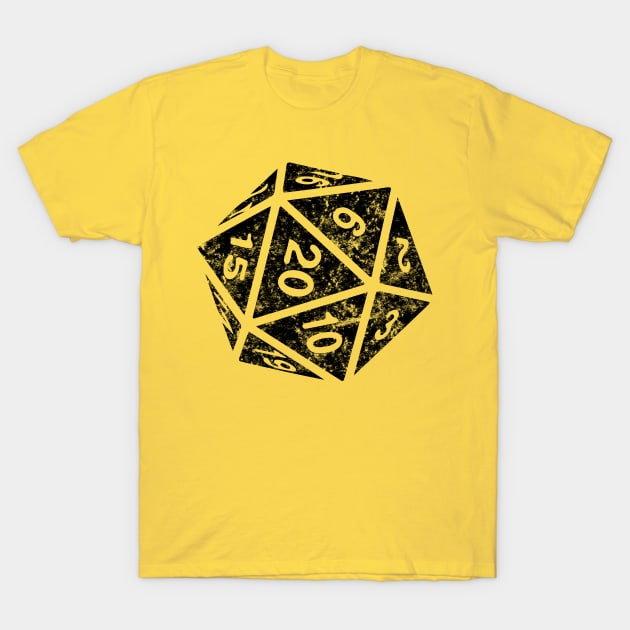 RPG Dice d20 | Distressed Black T-Shirt by TeesByJay